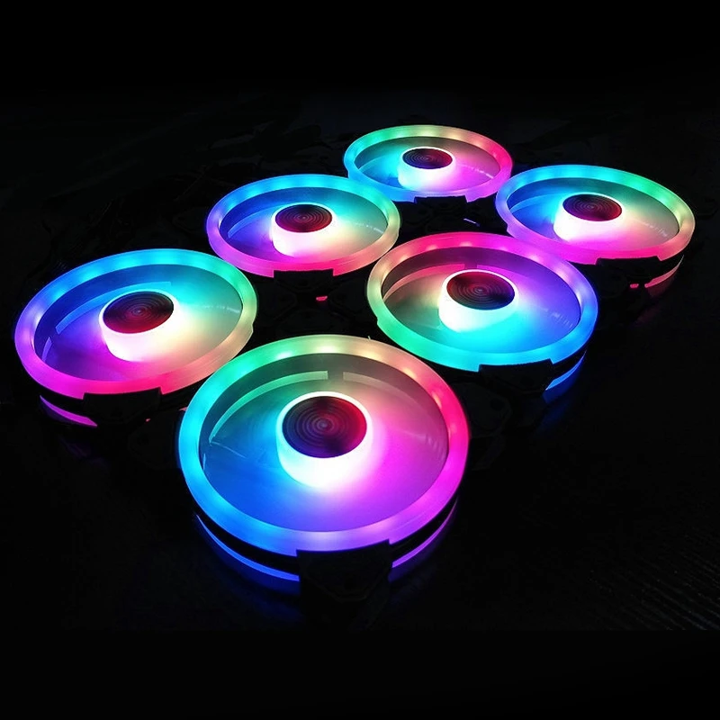 

COOLMOON RGB Computer Case Fan, 12cm Silent Shenguang Sync + Music Controller Computer Cooling Fan CPU Cooling Fan (6 Packs)