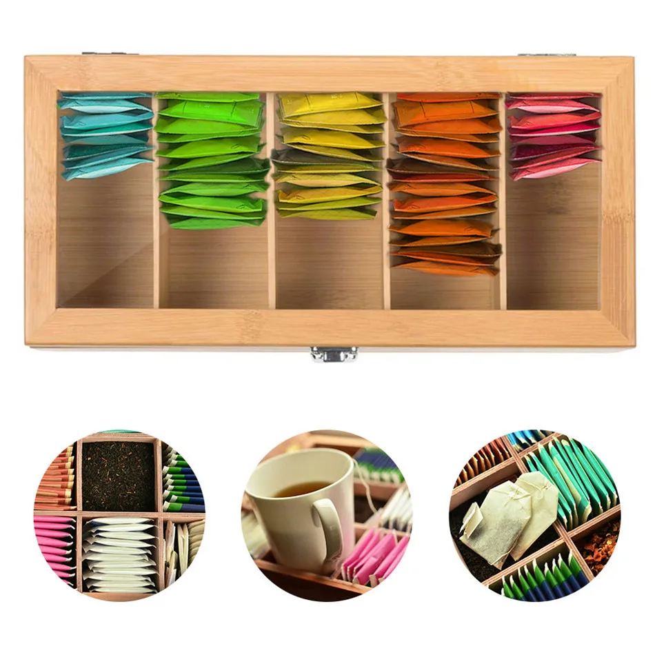 Бамбуковая система чайная коробка чайные пакеты органайзер для ювелирных