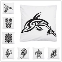 black dolphin turtle bird logo soft short plush cushion cover pillow case for home sofa car decor pillowcase 45x45cm