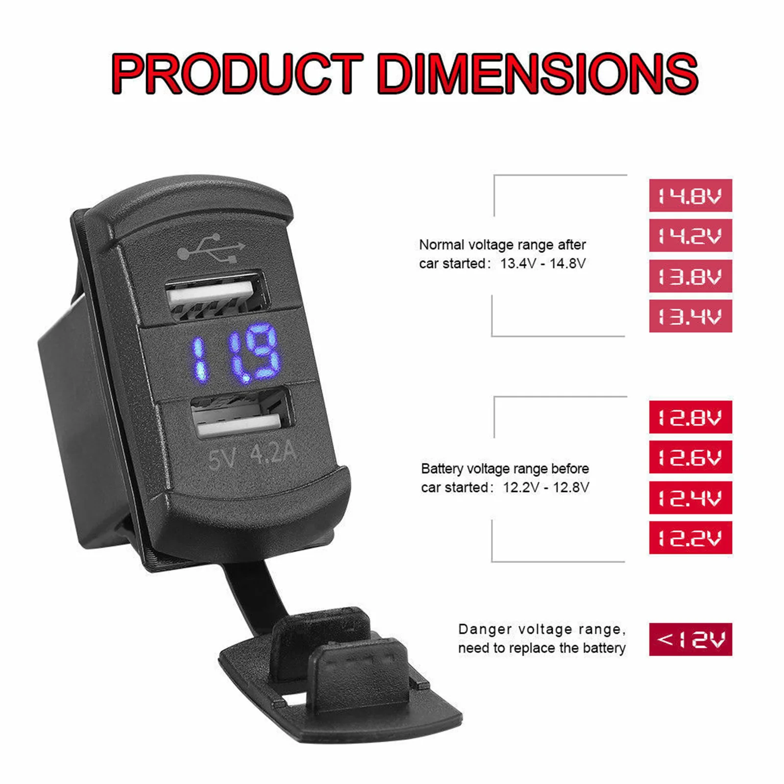 Автомобильное зарядное устройство Artudatech UTV ATV двойной USB переключатель 5 В 4.2A