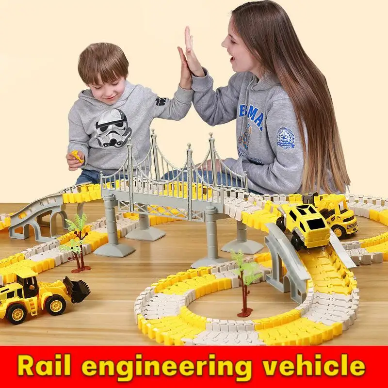 

Assembly Tracks Car Toys Variety Changable Railway Gifts Children Diy Flexible Bend Magical Track Road Kits Electric Rail Cars