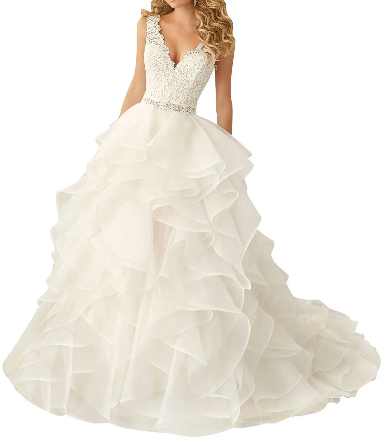 Свадебное платье на шнуровке с v образным вырезом торжественное es без рукавов