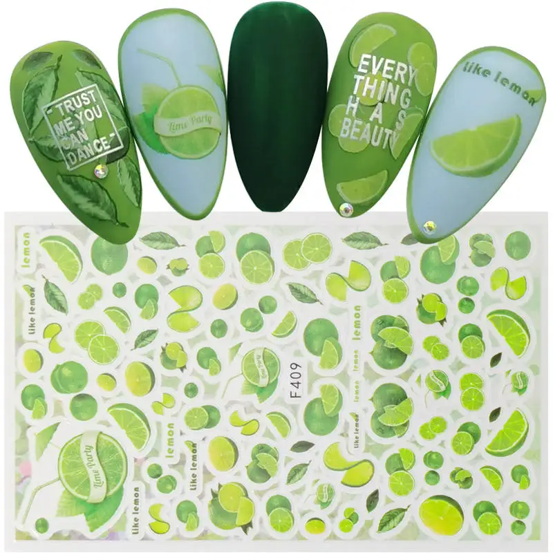 Flower Adhesive 3D Nail Sticker Foil for Nails Art Decoration Lemon Butterfly Fawn Designs Decals Manicure Supplies Tool - купить по