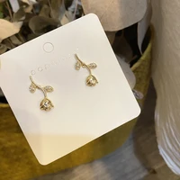 golden rose flower earrings wild s925 silver needle french temperament simple small earrings diamond exquisite earrings