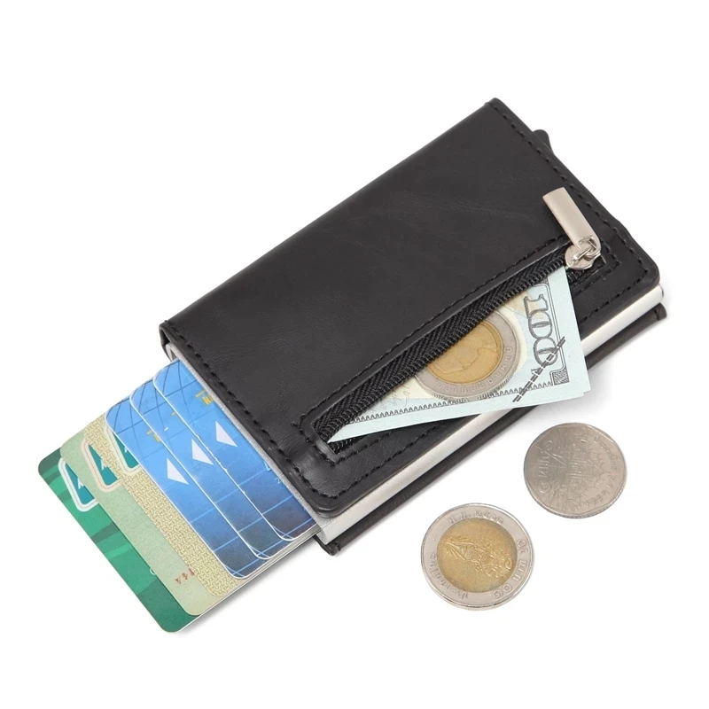 

RFID Blocking Credit Card Holder Wallet Men Women Metal Fashion Aluminium Bussiness Crad Bag PU Leather Bank Cardholder Case