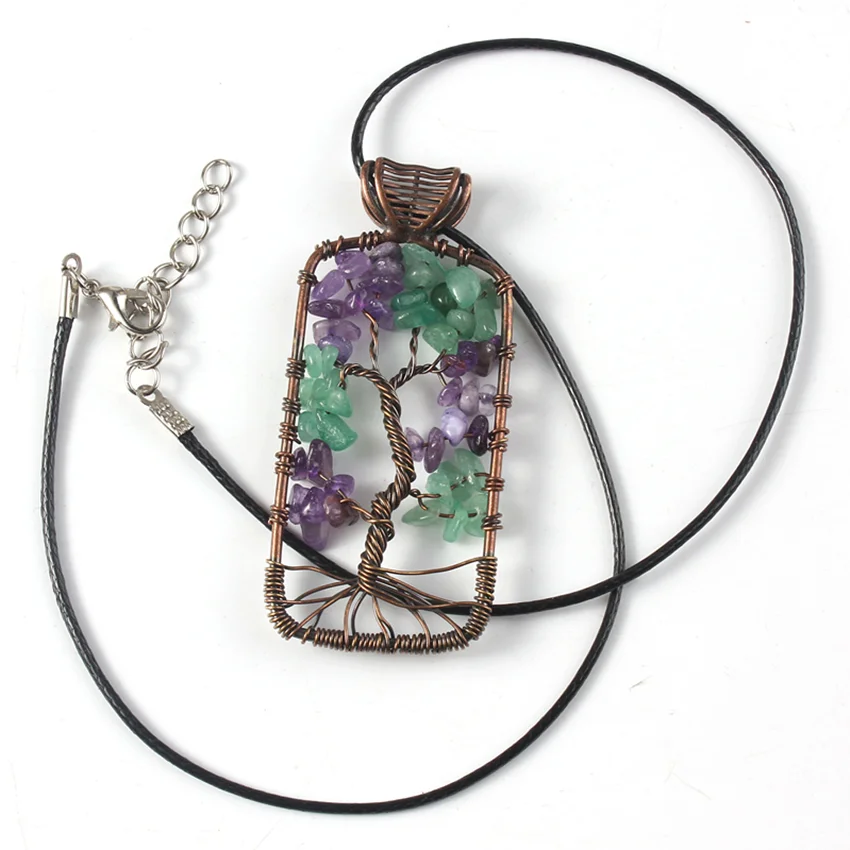 100-уникальное ожерелье из медной проволоки зеленое с зеленым авантюрином |