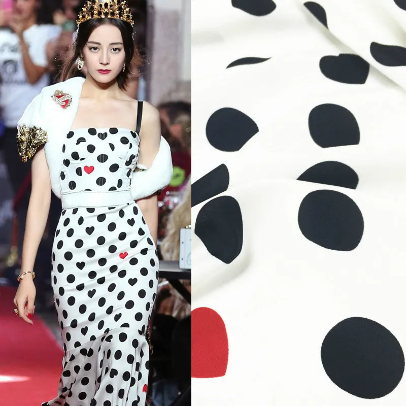 

Polka Dot Fishtail Skirt Digital Printed Fabric Spring Summer Flower Type Cloth for Women's Clothing Dresses Skirts by the Meter