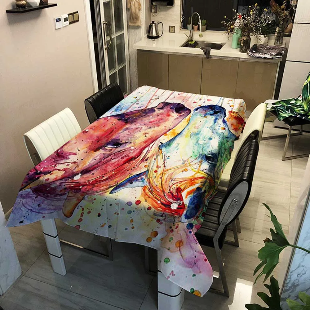 Скатерти в стиле ретро разноцветные с изображением лошадей Тай-Чи восьми