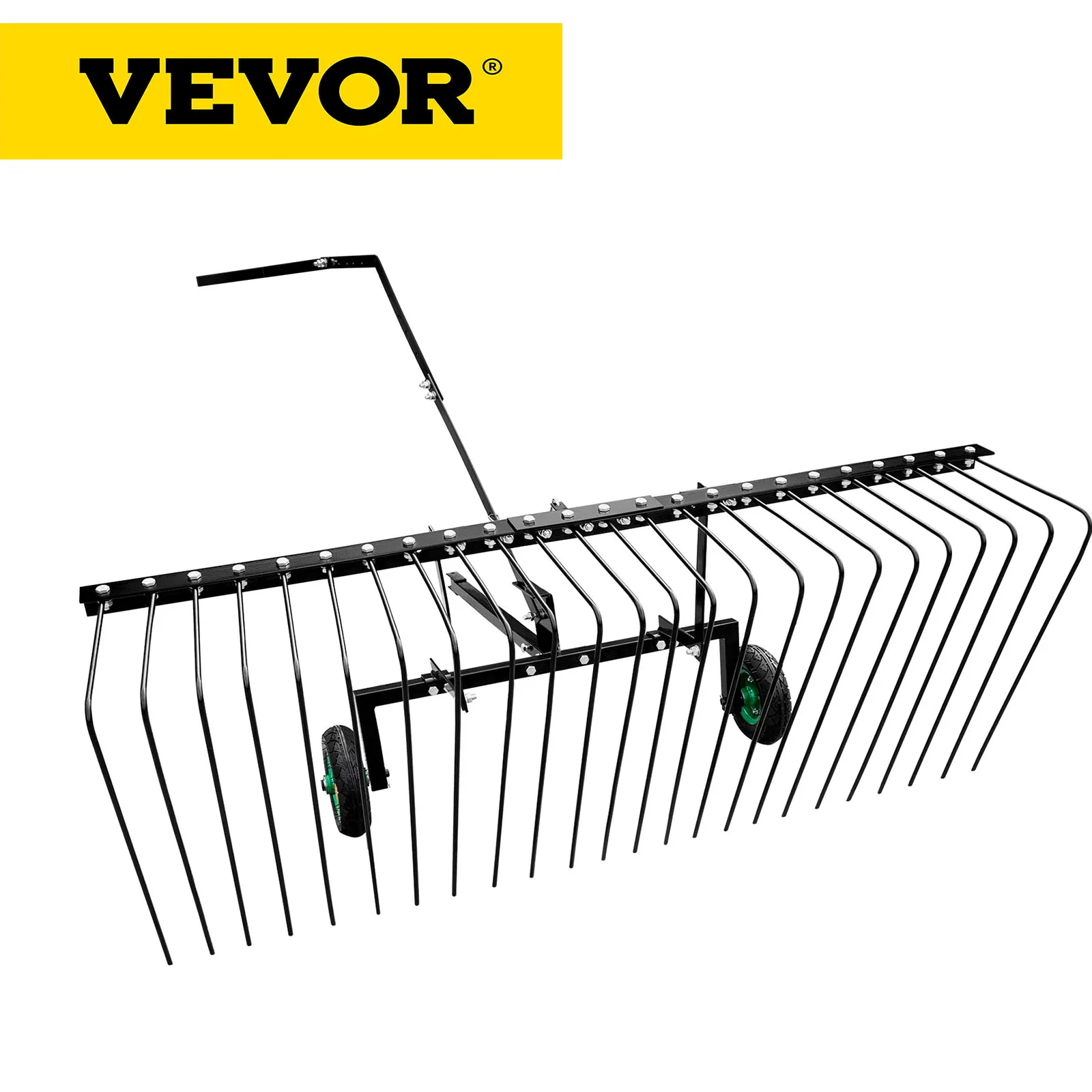

VEVOR Pine Straw Metal Rake Landscape Rake 60 inches for ATV UTV Utility Tractor for Lawn Yard and Beach Cleaning Driveway Rake