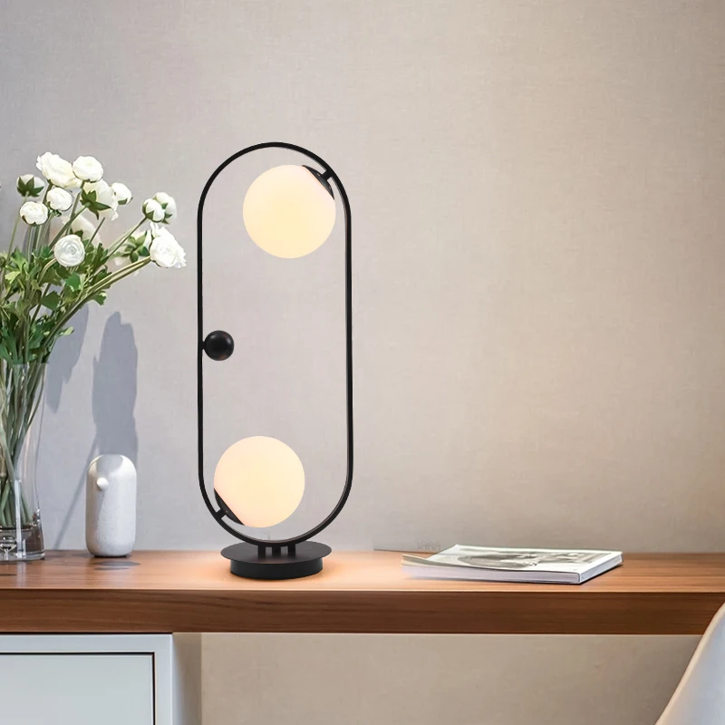 Современная настольная лампа с металлическим абажуром стеклянные прикроватные