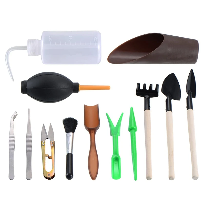 

13 Pcs Mini Garden Hand Tools Transplanting Tools Succulent Tools Miniature Planting Gardening Tool Set
