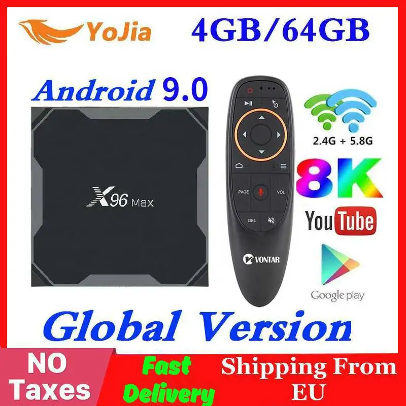 Android 9,0 ТВ приставка X96 Max Amlogic S905x3 8K смарт медиаплеер 4 Гб ОЗУ 64 Гб ПЗУ X96Max телеприставка 2G16G четырехъядерный 2,4G и 5G Wifi