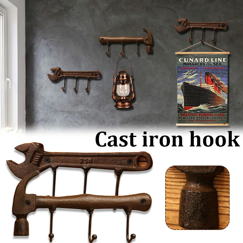 

Стенной держатель для ключей из чугуна настенный крепкий простой в установке винтажный держатель для ключей для настенного декора XH8Z