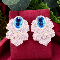 siscathy korean fashion full micro cubic zircon flower drop earrings for women elegant sweet stud earring jewelry accessories