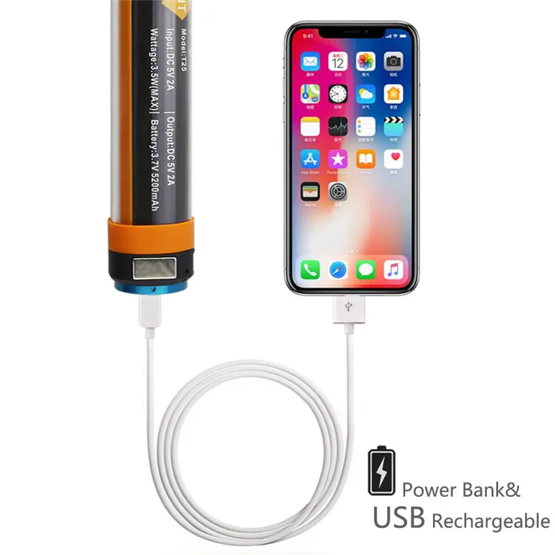 Фонарь светодиодный походный с магнитом и USB-зарядкой 6 режимов | Лампы освещение