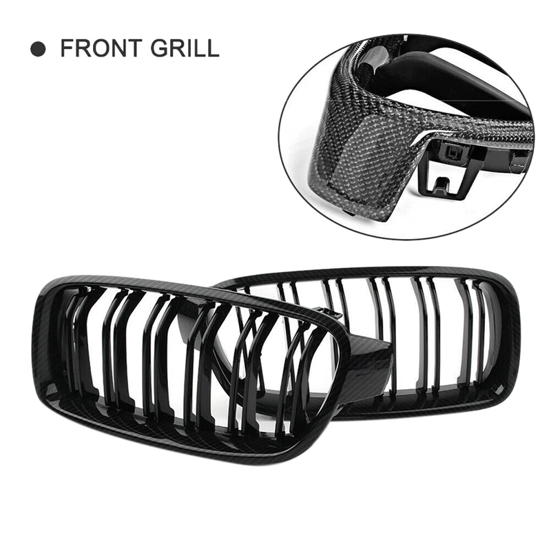 

Real Carbon Fiber Front Bumper Dual Line Kidney Grill Grille For-bmw 3 Series F30/f31 2012- 320i 328i 330i 335i 340i