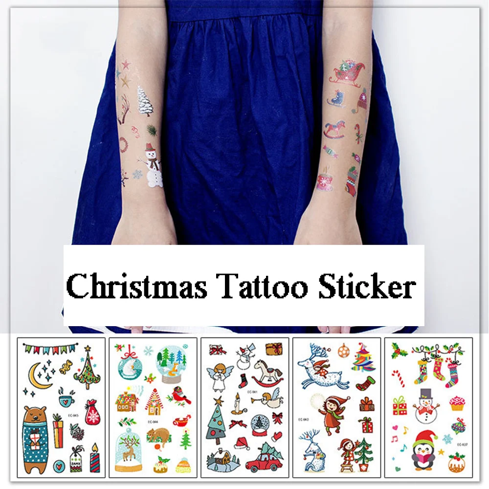 Рождественские украшения татуировки наклейки для детей подарок на вечеринку