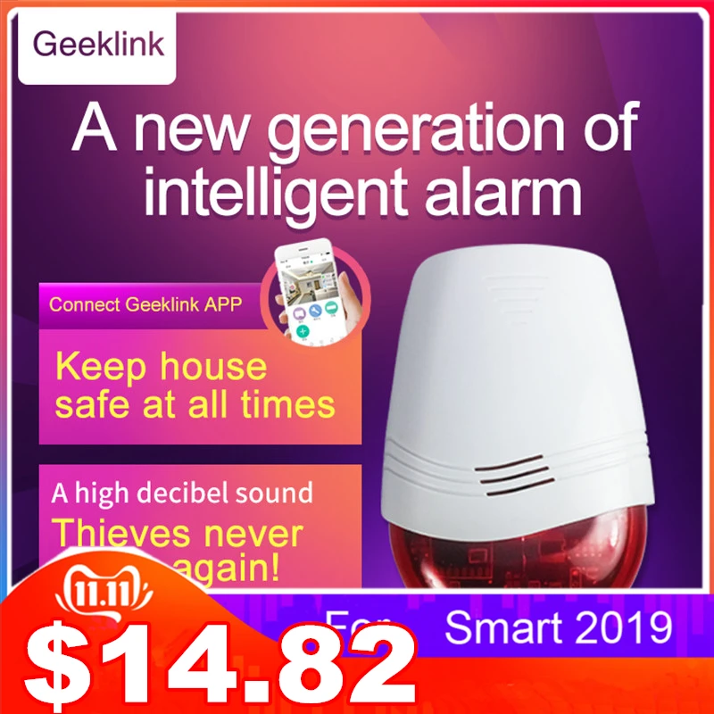 GS-1 Geeklink Senser умный дом интеллектуальная сигнализация оповещение Waarschuwing сирена Alertor Systeem Geluid en Licht сигнализация