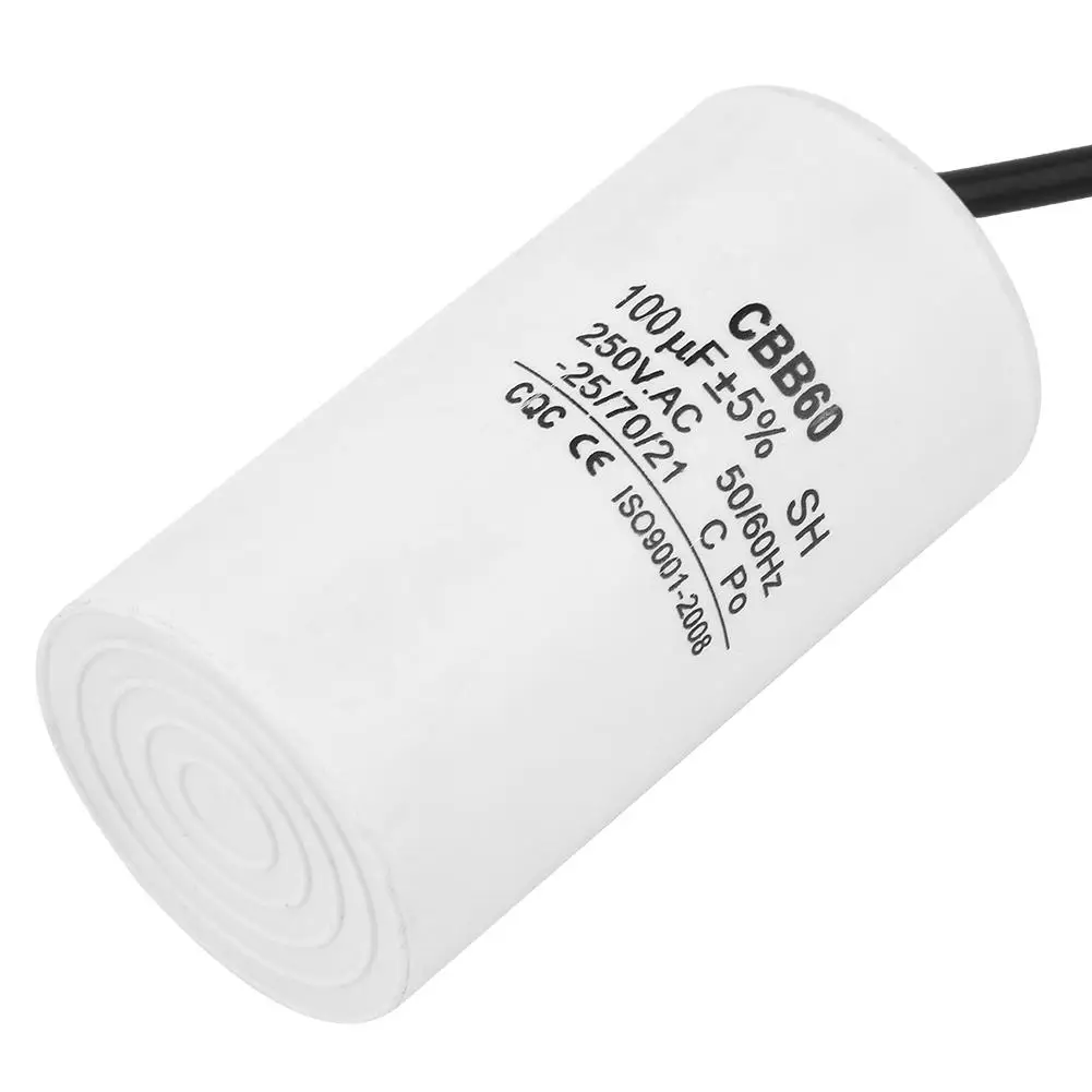 Run конденсатор с алюминиевой крышкой CBB60 провод 250VAC 100 мкФ 50/60Hz для мотор воздушный