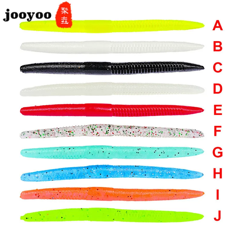 

100mm 10pcs Fishing Lure Soft Worm Silicone Floating Swimbaits Shine Soft Bait RockFishing Worm Lure Colorful