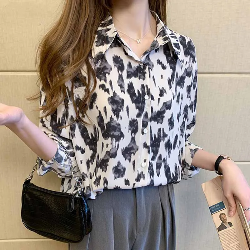 Осенняя свободная уличная одежда в Корейском стиле блузка с длинными рукавами