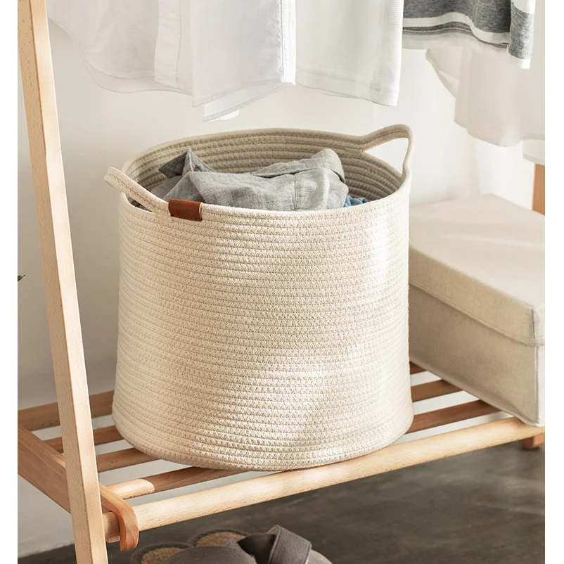 

Woven Storage Basket Cotton Rope Toy Laundry Storage Basket Rope Storage Bins for Toys Towels Blankets Nursery Kids Room