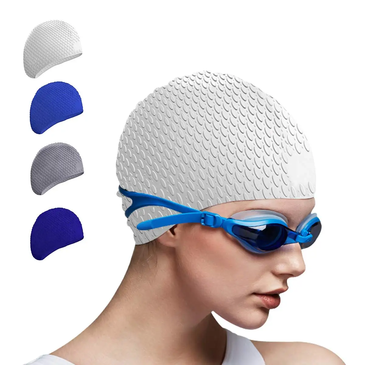 

Swimming Goggles Silicone Swim Caps Set Men Women Long Hair Large Hat Natacion Diving Glasses Equipment for Adults Children