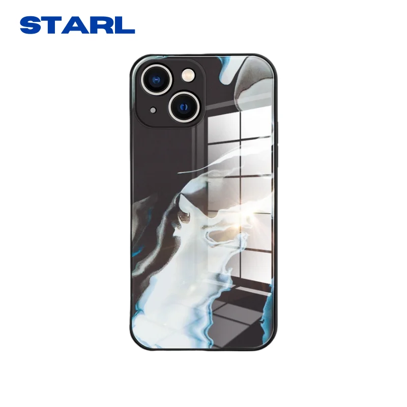 

Black Fashion Thin Clear Transparent Glass Phone Case For iphone 11 Xr Xs 12 Pro Max 13 Promax Mini 7 8 Plus 2020 SE Shockproof