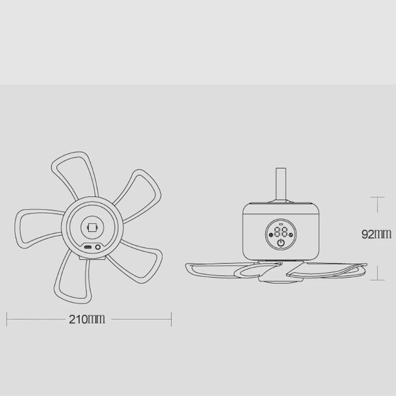 

8000mAh 8" USB Rechargeable Hanging Fan with Screen Touch Switch Remote Control Timing Camping Fan 4 Gears Tent Ceiling Fan