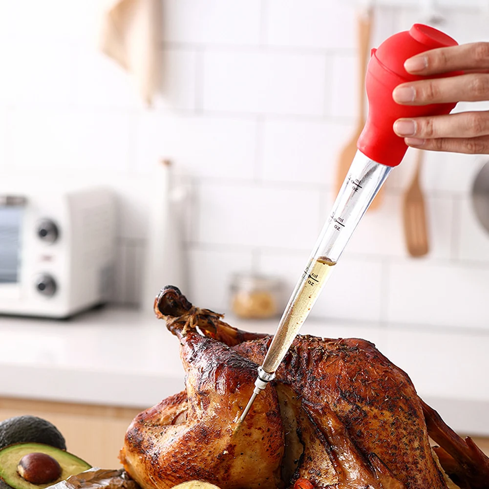 

MOM'S HAND Turkey Baster Silicone Bulb Meat Marinade Injector Needle Barbecue Basting Brush Seasoning Injector Grill Syringe