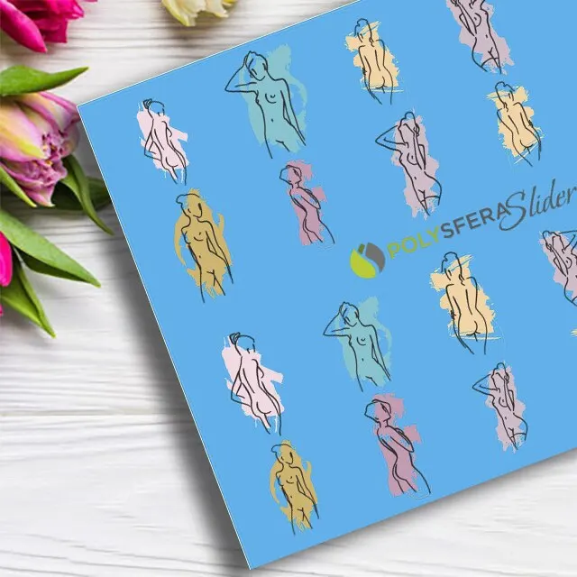 Слайдеры для ногтей P&ampW-040 слайдеры на любой фон PolysferaSlider наклейки силует |