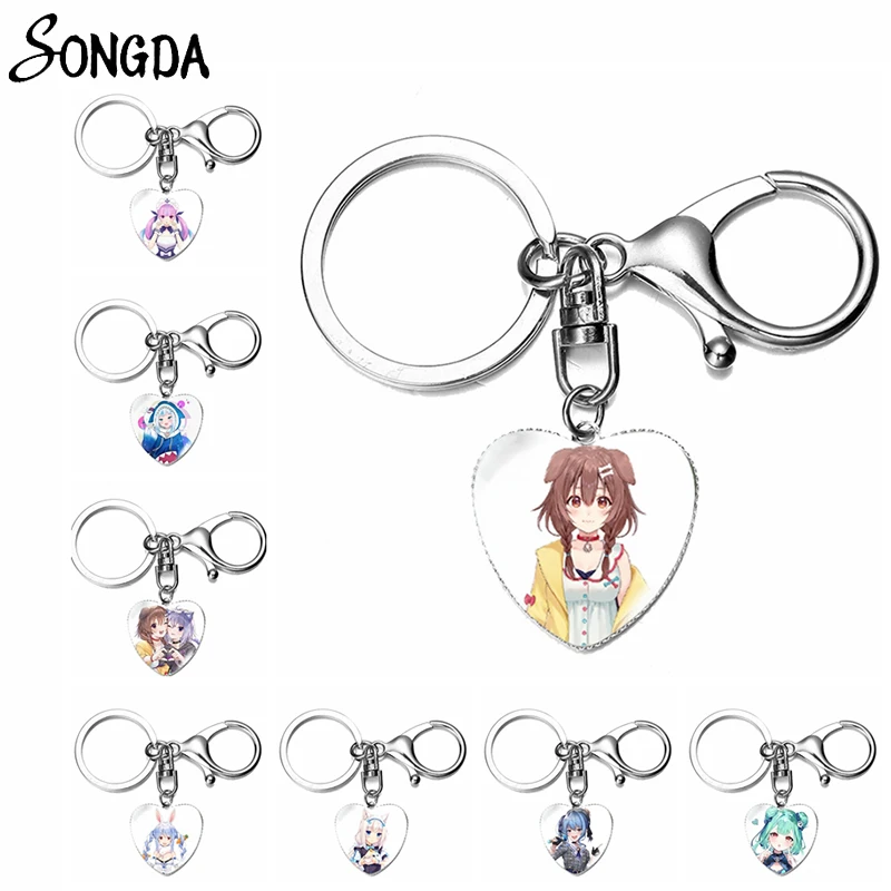 

Anime Hololive Vtuber Keychains Holder Inugami Korone Shirakami Fubuki Usada Pekora Minato Aqua Keyrings Clasp Buckle Jewelry