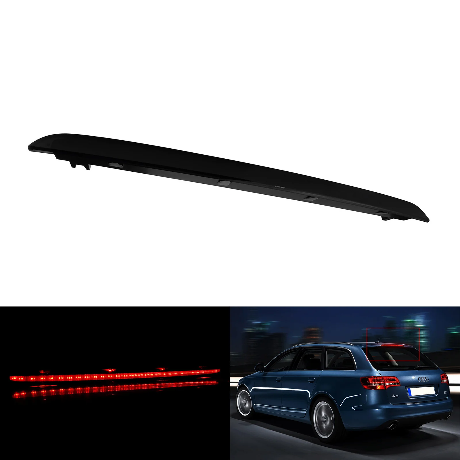 

ANGRONG 1X For Audi A6 S6 Avant Black Lens LED High Level Third Brake Stop Light 4F9945097