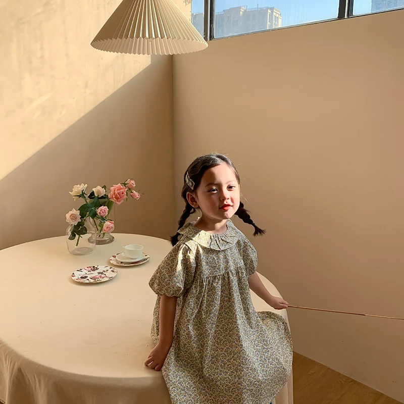 

Girls Party Floral Costumes 2021 New Summer Kids Girl Casual Dresses Puff Sleeve Children Children Princess Vestidos 1-6Y