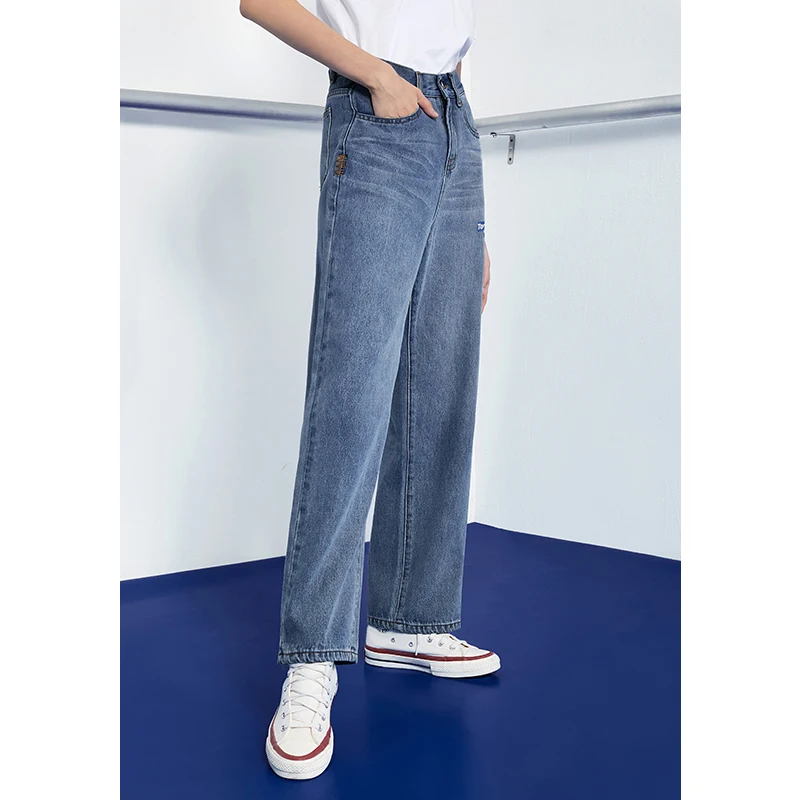 

Toyouth Women Loose Fit Wide-leg High-rise Jeans Solid Pants
