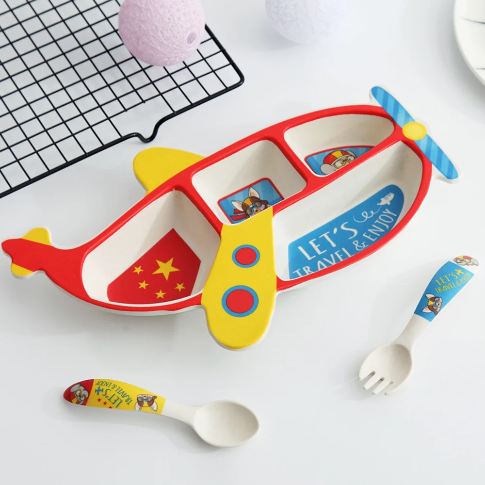 3 в 1 миски форме самолета столовая посуда контейнер для еды детская кормления