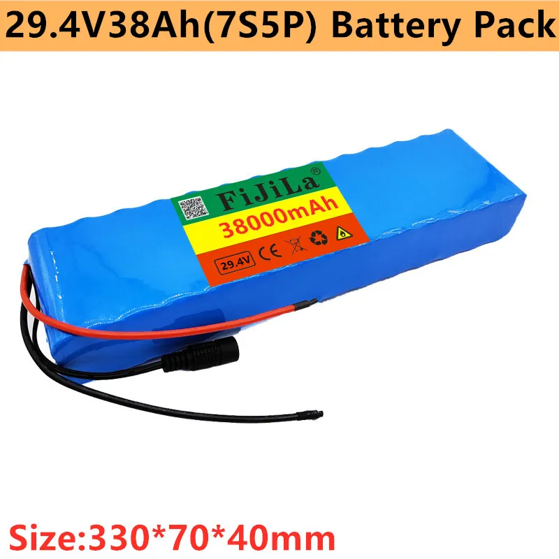 

7S5P 29.4v 38Ah electric bicycle motor ebike scooter 24v li ion battery pack 18650 lithium rechargeable batteries