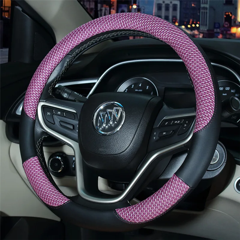 Кожаный чехол рулевого колеса автомобиля для женщин и мужчин универсальный 15