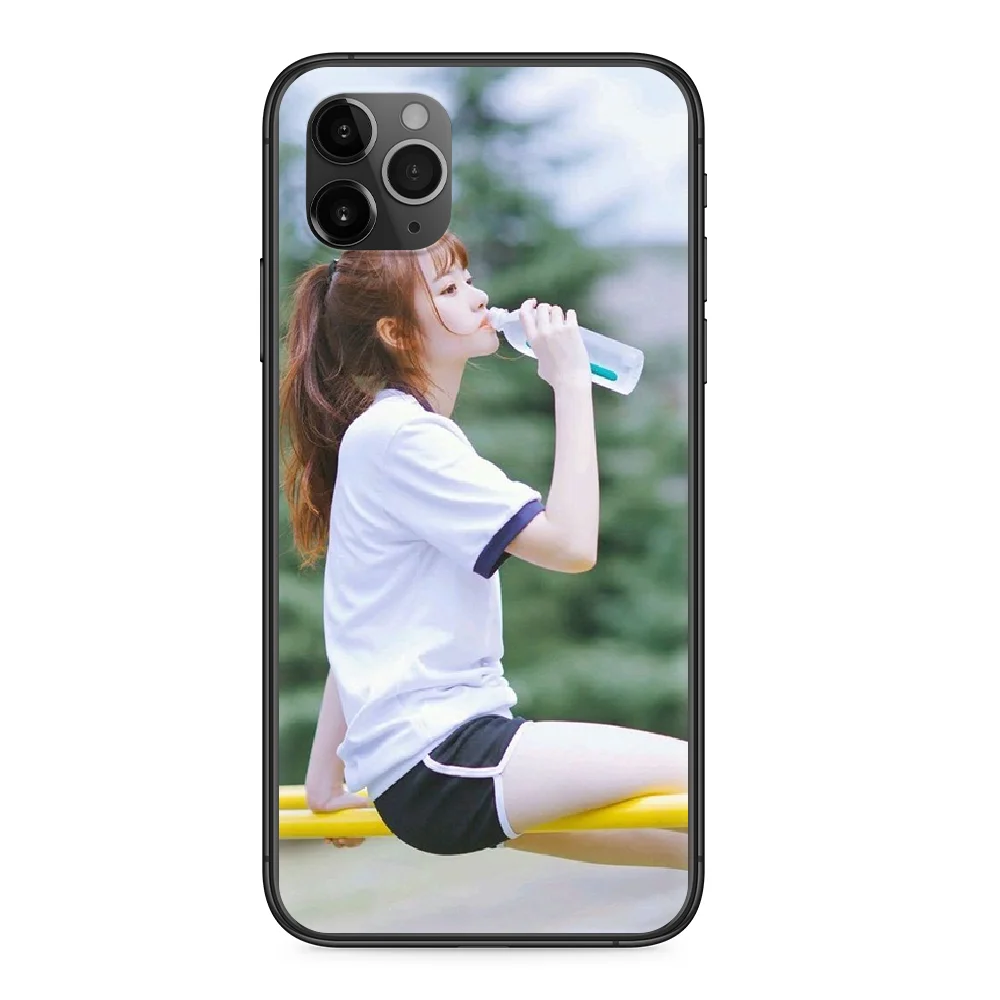 

girl youth Beautiful Phone Case cover For Iphone 11 7 8 XR 5 5C 5S 6 6S PLUS X XS PRO SE 2020 MAX black back silicone Etui trend