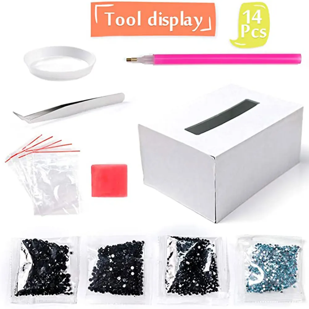 

Tissue Box Holder Diamond Painting Napkin Storage Case Crystal Plastic Toilet Paper Holder DIY Kit For Desktop Art Decoration