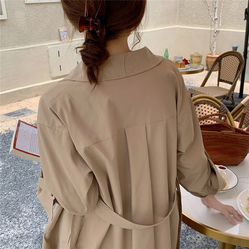 Тренчкот Sungtin женский с поясом минималистичный однобортный длинный тренчкот