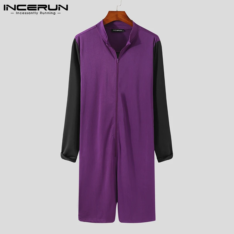 

Мужские сетчатые комбинезоны 2021, Лоскутные Комбинезоны с воротником-стойкой и длинными рукавами, тренировочные комбинезоны, бодибилдинг, п...