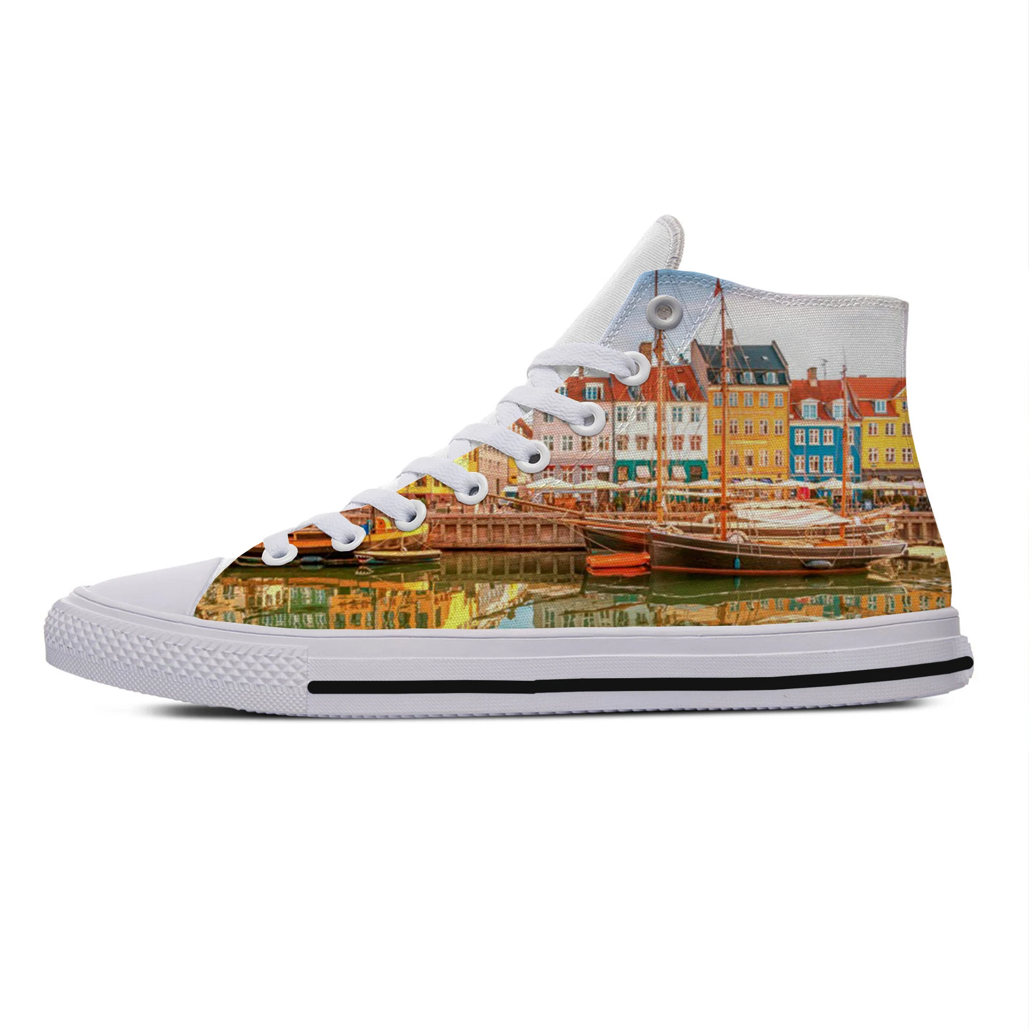 

Exploring Denmark scenery landscape Harajuku Lightweight High Top Canvas Shoes Men Women Casual Breathable Sneakers