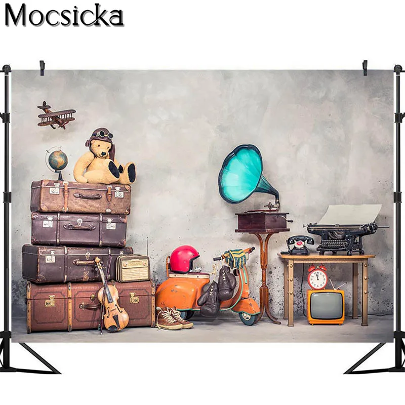 Mocsicka карта мира путешествия фотографии фоны ретро чемодан детский день рождения