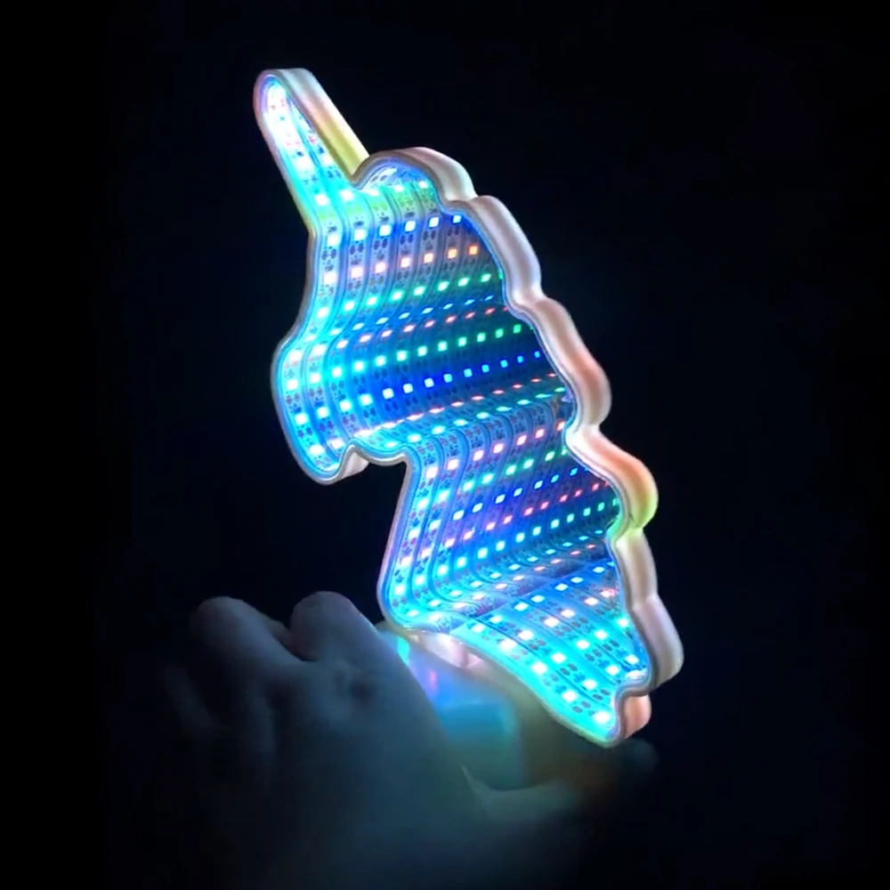 Новинка Светодиодный светящийся Русалка Вечерние принадлежности 3D Ночной светильник зеркало с русалкой Украшение Дети подарки на день рождения Sirena вечерние аксессуары