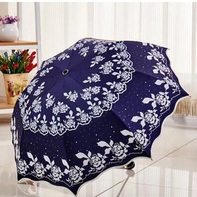Зонт от солнца для дождливой погоды женские Роскошные взрослых создать складной
