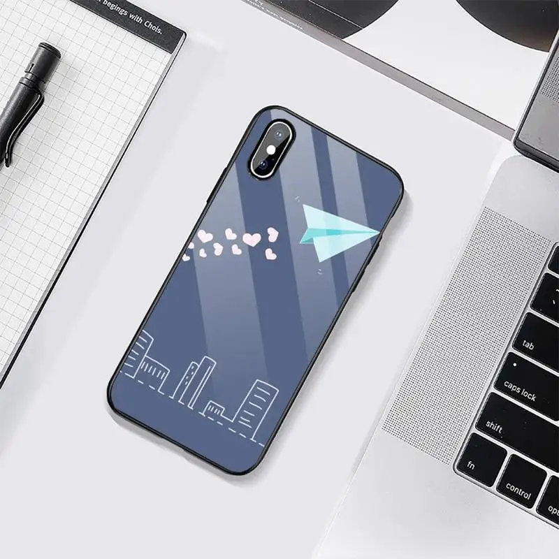 

Paper airplane Phone Cases Tempered glass For iphone 6 6S 7 8 plus X XS XR 11 12 mini PRO MAX