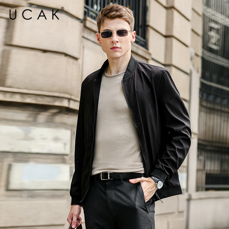 

UCAK Brand Classic Striped Men Jackets Clothes 2021 NEW Arrivals Streetwear Slim Fit Casual Coat Men's windbreaker Jacket U8206