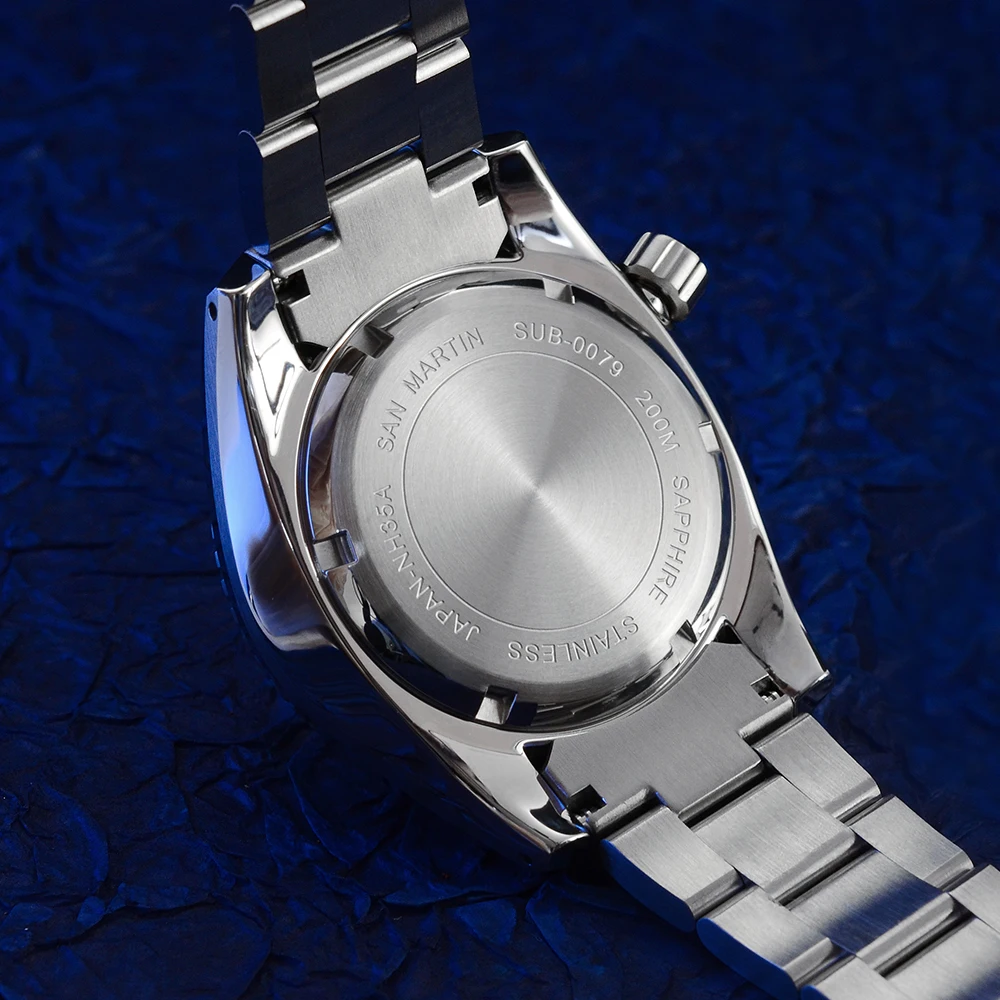 Мужские автоматические механические часы San Martin Diver MM200 NH35 роскошный сапфировый