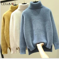 winter spring sweater knitted fashion leisure thickened bottomed thick solid color long sleeve plus size warm ladies pullover